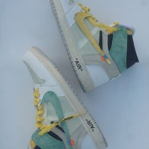 Off-White Men's High-Top Sneakers in White, Green, Yellow, Black